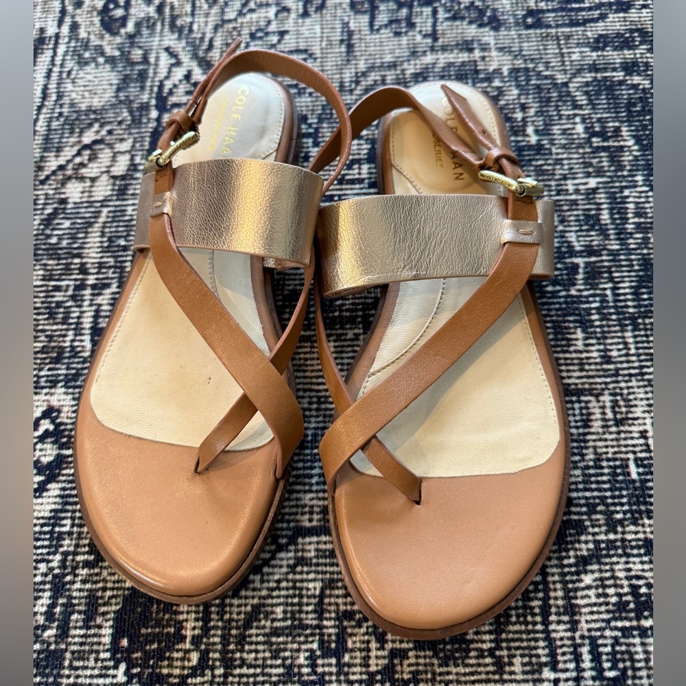 Cole Haan Women's Sandals in Tan and Metallic Gold